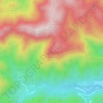 Mola de Roquerola topographic map, elevation, terrain