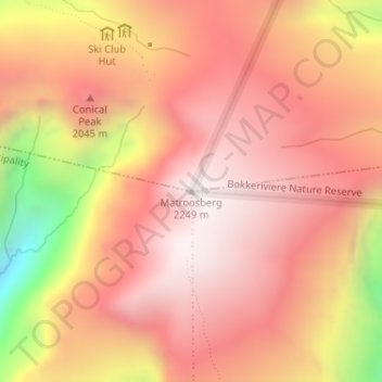 Matroosberg topographic map, elevation, terrain