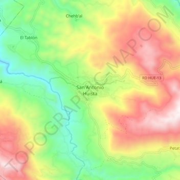 San Antonio Huista topographic map, elevation, terrain