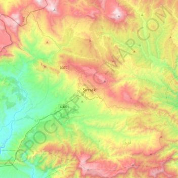 Şırnak topographic map, elevation, terrain