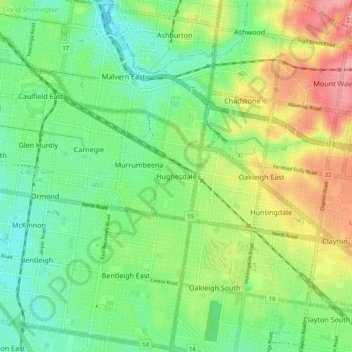 Hughesdale topographic map, elevation, terrain