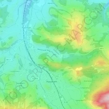 Holz topographic map, elevation, terrain