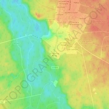 Le Vallon de Bernet topographic map, elevation, terrain