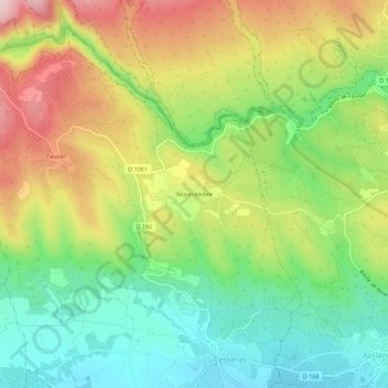 Montcélèbre topographic map, elevation, terrain