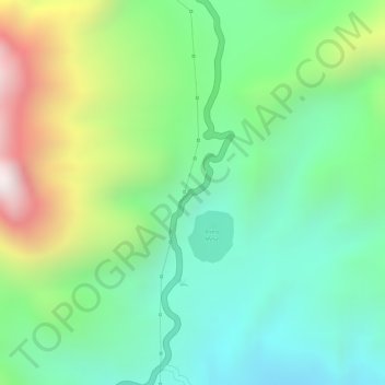 View over the lake (behind wall) topographic map, elevation, terrain
