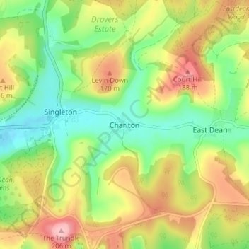 Charlton topographic map, elevation, terrain