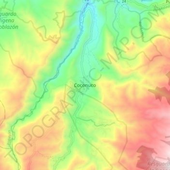 Coconuco topographic map, elevation, terrain