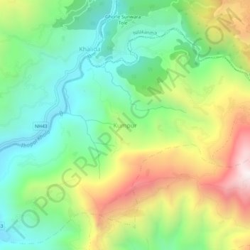 Kumpur topographic map, elevation, terrain