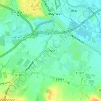 Holyport topographic map, elevation, terrain