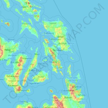 Leyte topographic map, elevation, terrain