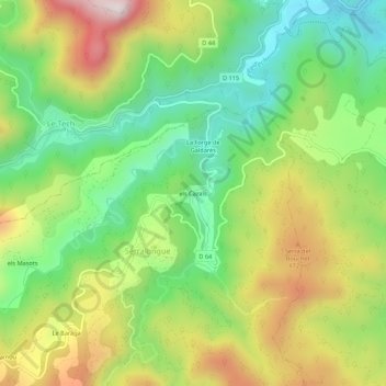 els Cazals topographic map, elevation, terrain