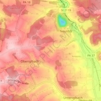 Thal topographic map, elevation, terrain