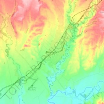 Dannevirke topographic map, elevation, terrain