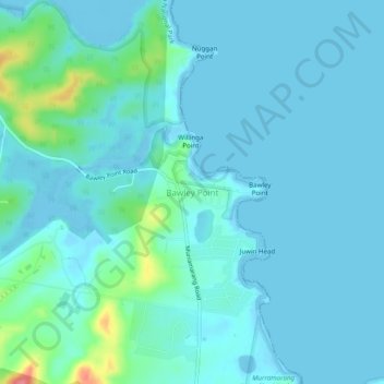 Bawley Point topographic map, elevation, terrain