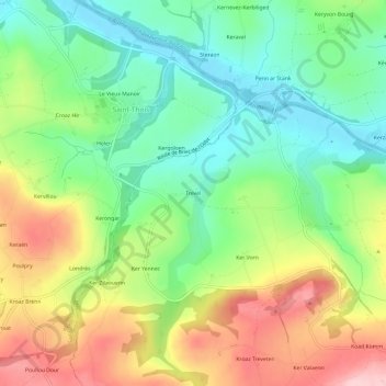 Trevel topographic map, elevation, terrain