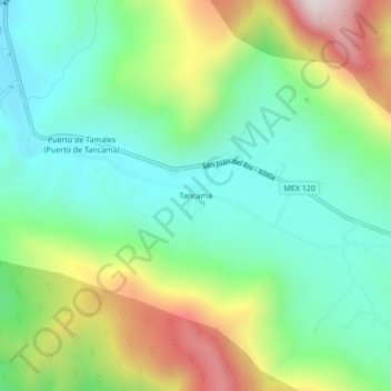 Tancama topographic map, elevation, terrain