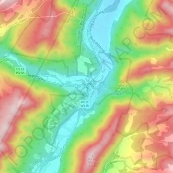 Seneca Rocks topographic map, elevation, terrain
