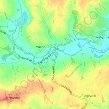 Baythorne End topographic map, elevation, terrain