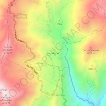 San Miguel topographic map, elevation, terrain