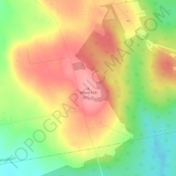 Ward Hill topographic map, elevation, terrain