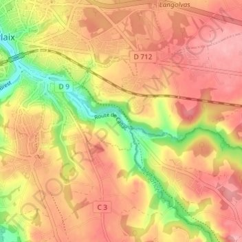 Le Val Vert topographic map, elevation, terrain