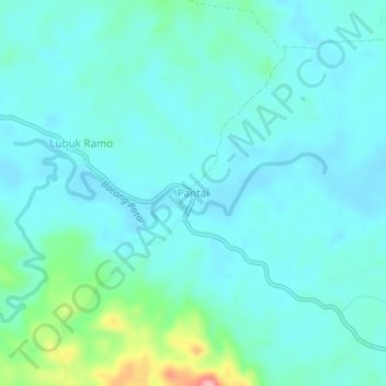 Pantai topographic map, elevation, terrain