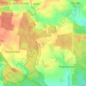 Nowina topographic map, elevation, terrain