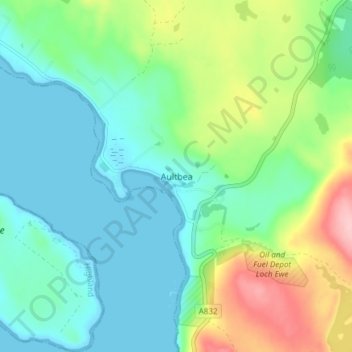 Aultbea topographic map, elevation, terrain