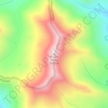 Mount Baldy topographic map, elevation, terrain