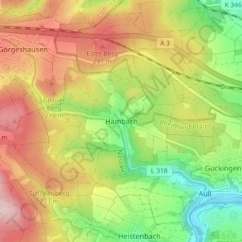 Hambach topographic map, elevation, terrain