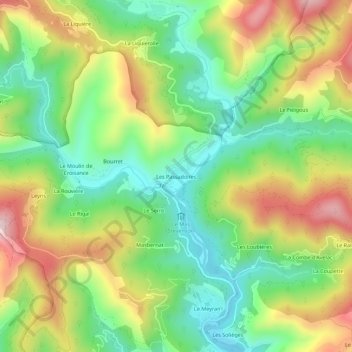 Les Passadoires topographic map, elevation, terrain