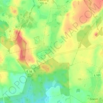 Teplitz topographic map, elevation, terrain