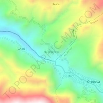 Huaruchaca topographic map, elevation, terrain