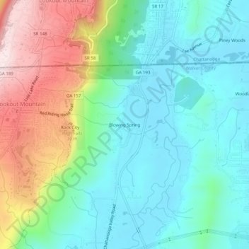 Blowing Spring topographic map, elevation, terrain