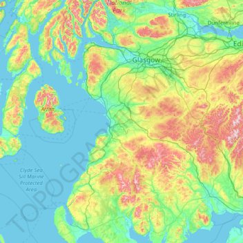 Ayrshire topographic map, elevation, terrain