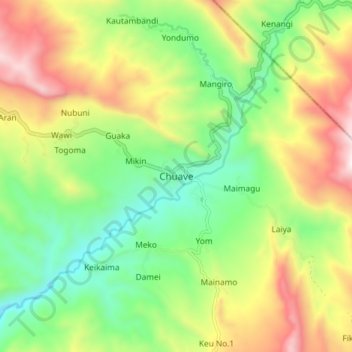 Chuave topographic map, elevation, terrain