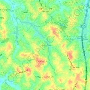 Hokandara topographic map, elevation, terrain