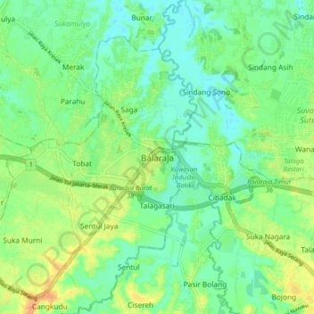 Balaraja topographic map, elevation, terrain