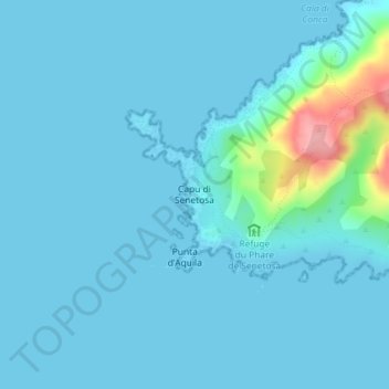 Capu di Senetosa topographic map, elevation, terrain