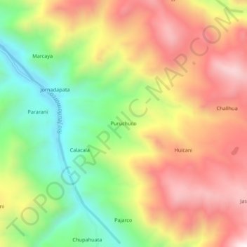 Puruchuco topographic map, elevation, terrain