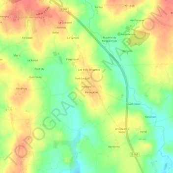 Poulfanc topographic map, elevation, terrain