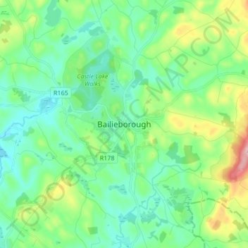 Bailieborough topographic map, elevation, terrain