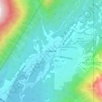 Girdwood topographic map, elevation, terrain