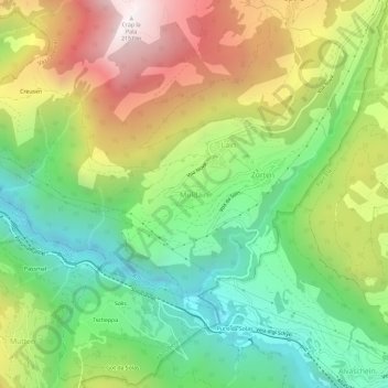 Muldain topographic map, elevation, terrain