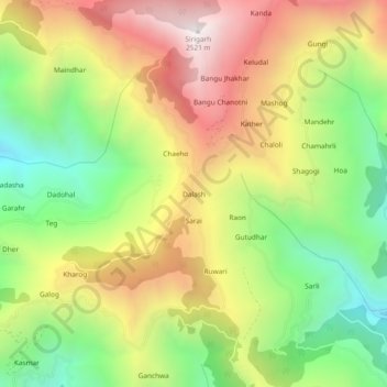 Dalash topographic map, elevation, terrain