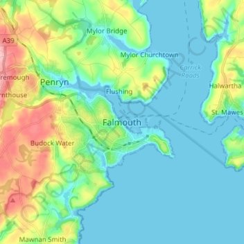 Falmouth topographic map, elevation, terrain