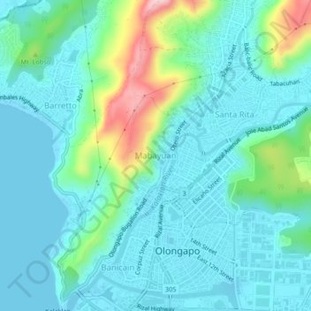 Mabayuan topographic map, elevation, terrain