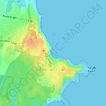 Cabbage Tree Harbour topographic map, elevation, terrain