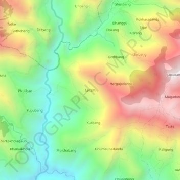 Seram topographic map, elevation, terrain