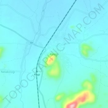 Kosigi topographic map, elevation, terrain